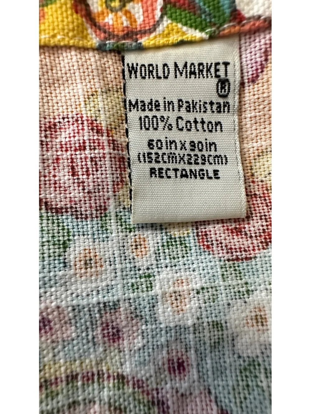 World Market Tablecloth Venice Multicolor Paisley 57x87 Cotton Boho Morocco